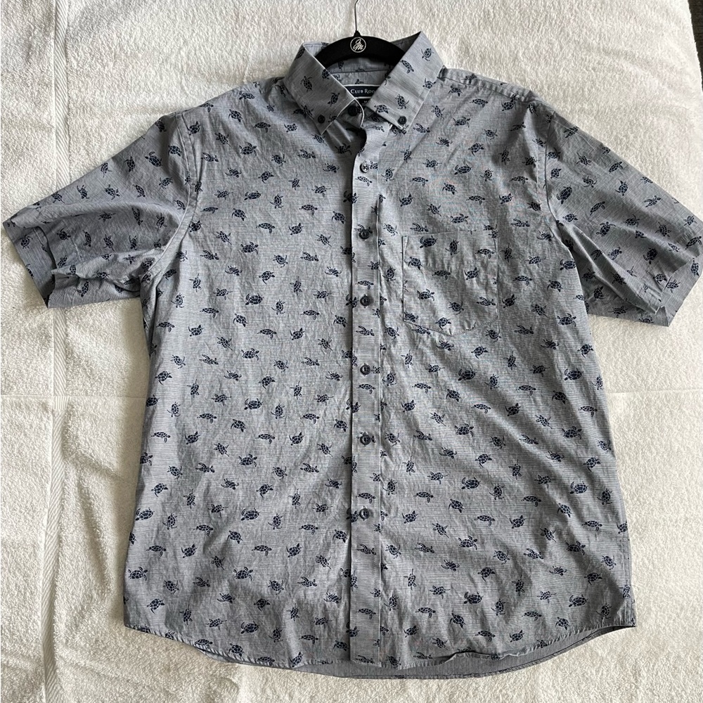 Men’s Charter Club medium short sleeve gray casual shirt